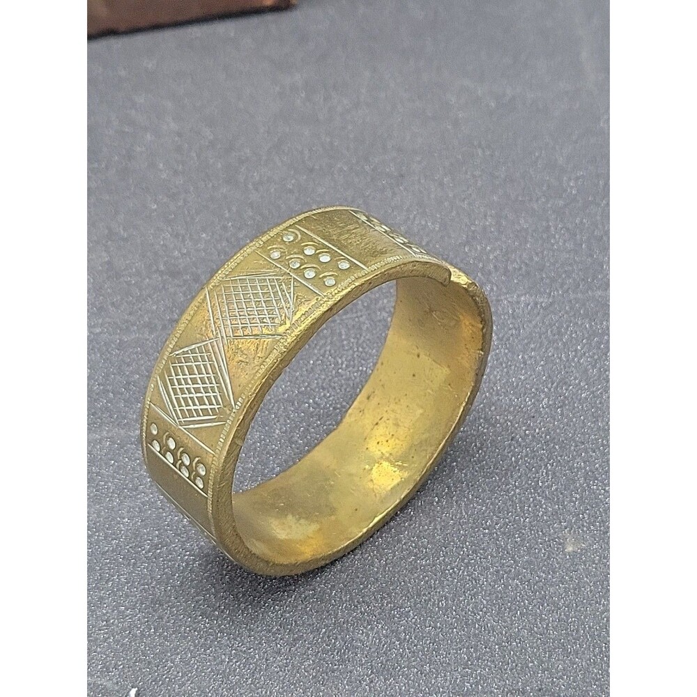 Antique? Brass Bracelet Cameroon Africa Geometric Heavy Statement